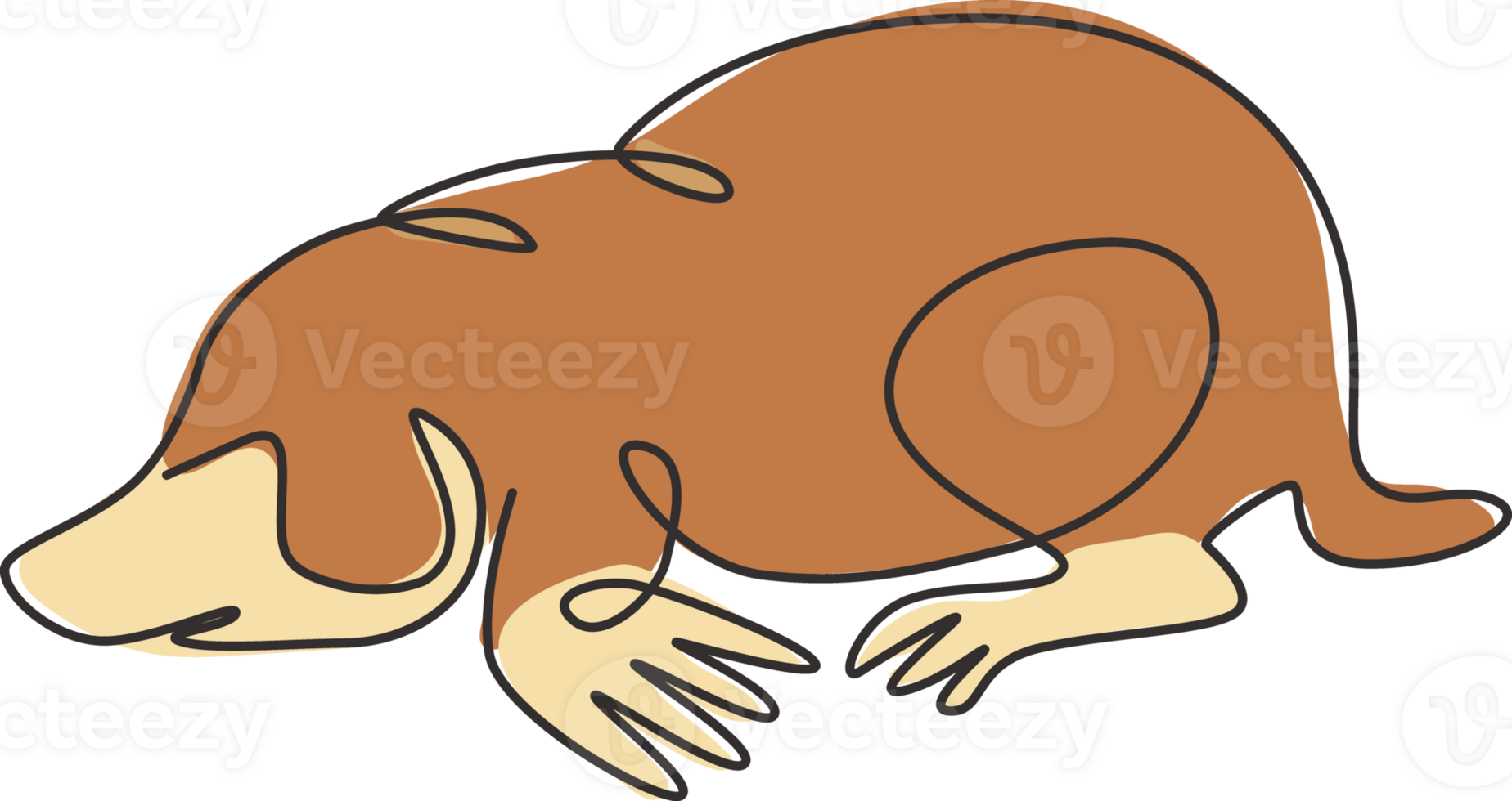Single one line drawing of destructive lawn mole for company logo identity. Rat rodent mammal mascot concept for pest control service icon. Modern continuous line draw design vector illustration png