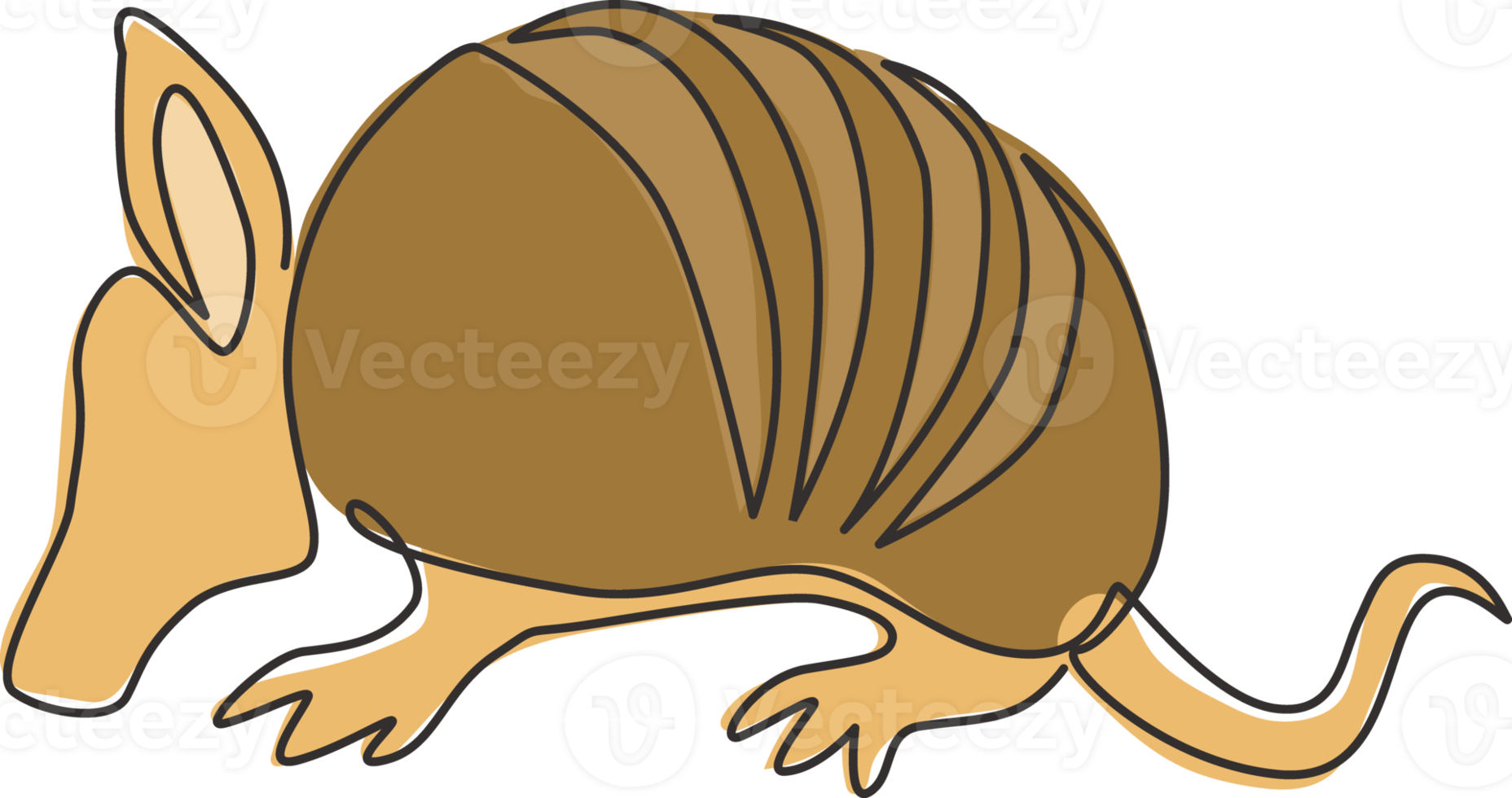 One continuous line drawing of cute armadillo for company logo identity. Xenarthra mammal mascot concept for national zoo icon. Modern single line draw design vector graphic illustration png