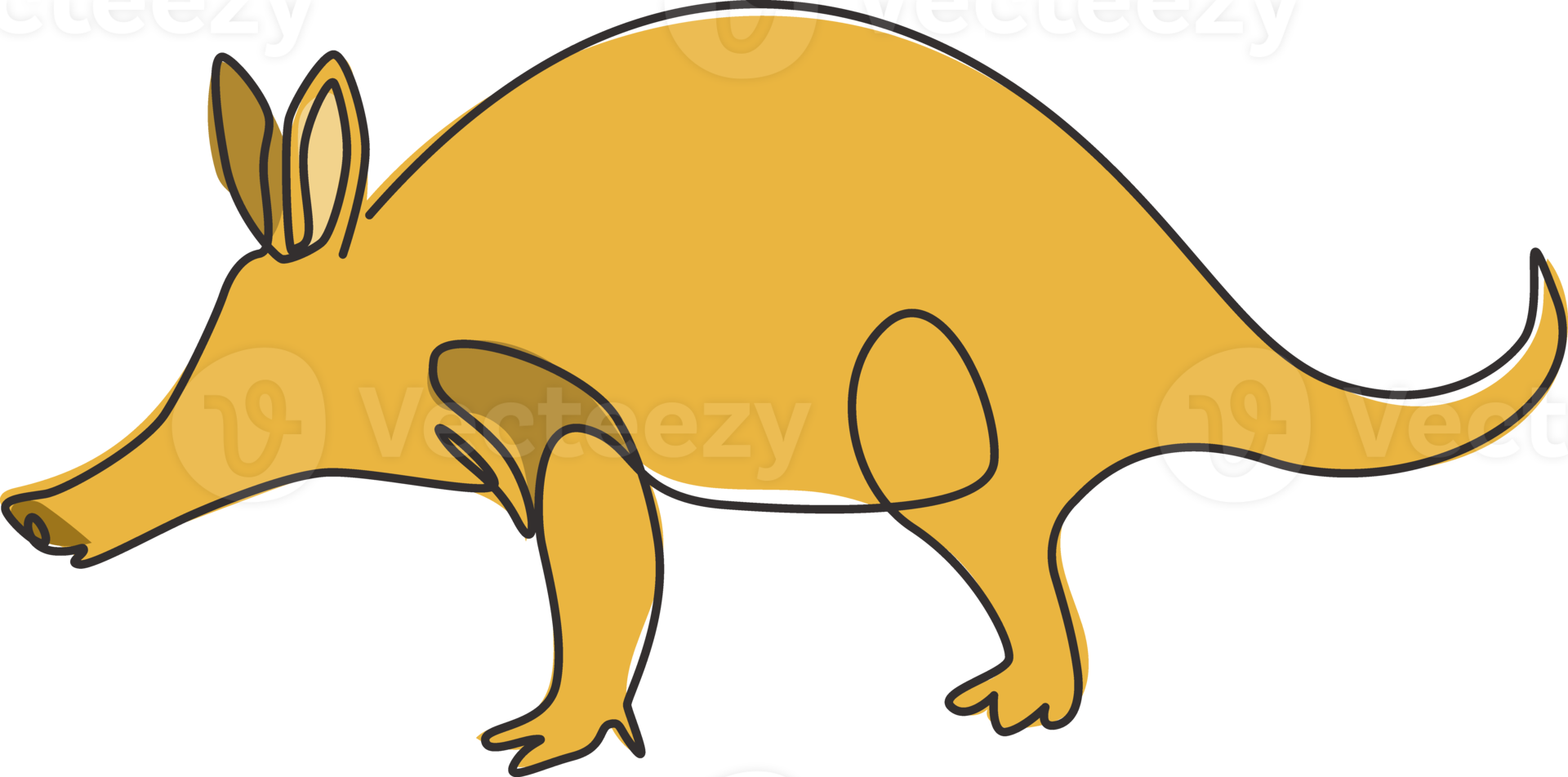 Single continuous line drawing of adorable aardvark for company logo identity. Afrotheres mammals mascot concept for national park icon. Modern one line draw design vector graphic illustration png