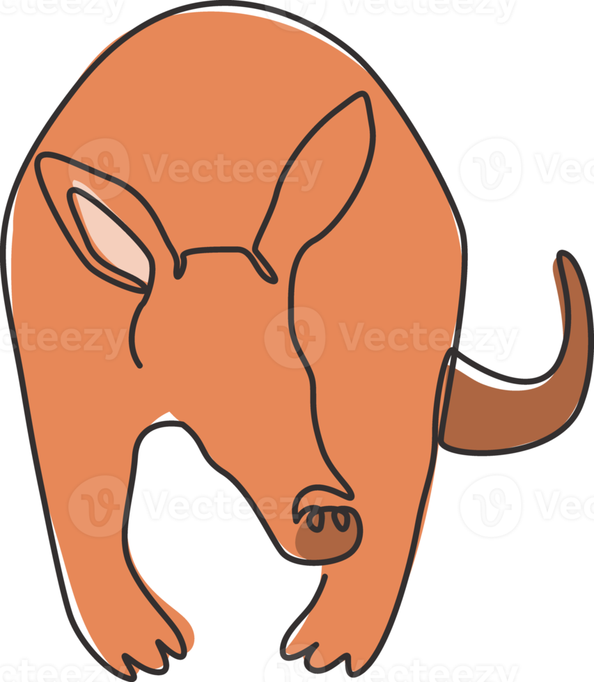 One continuous line drawing of cute aardvark for company logo identity. Nocturnal mammal mascot concept for safari night park icon. Modern single line draw design graphic vector illustration png
