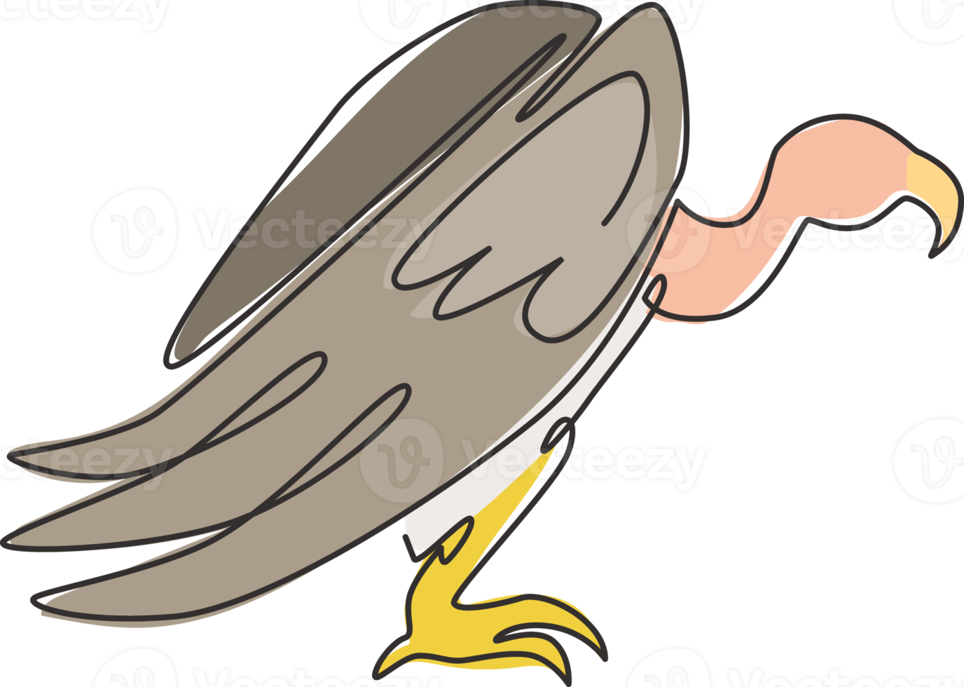 een doorlopende lijntekening van enge gier voor de identiteit van het stichtingslogo. grote vogel mascotte concept voor vogel behoud icoon. moderne enkele lijn tekenen ontwerp vectorillustratie png