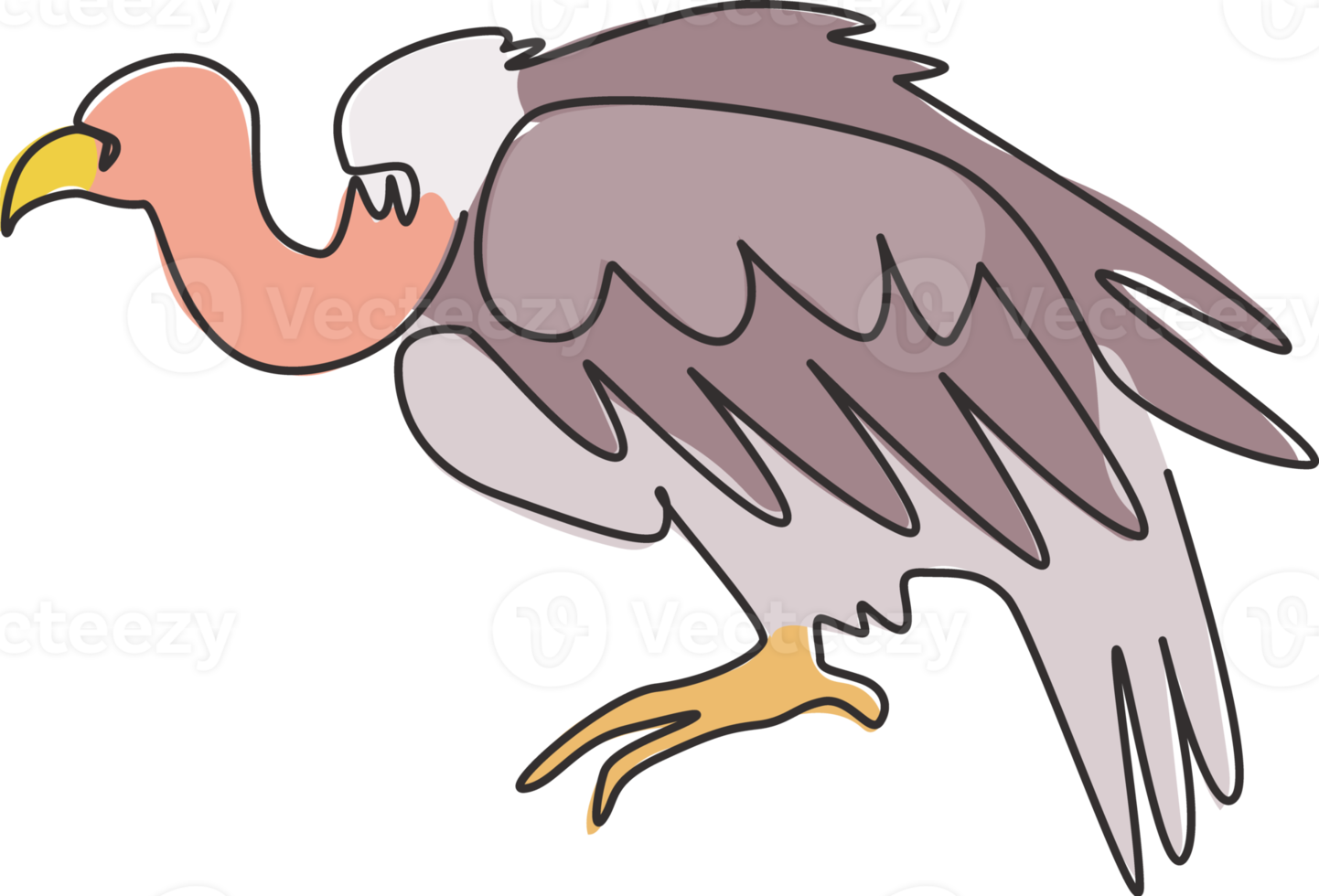 enkele doorlopende lijntekening van mysterieuze gier voor de identiteit van het stichtingslogo. griffon vogel mascotte concept voor nationale dierentuin icoon. moderne één lijn tekenen ontwerp vectorillustratie png