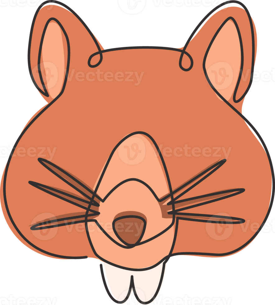 en kontinuerlig linjeteckning av bedårande hamsterhuvud för logotypidentitet. råtta familjedjur maskot koncept för hamster gård ikon. moderna en rad rita design vektorillustration png