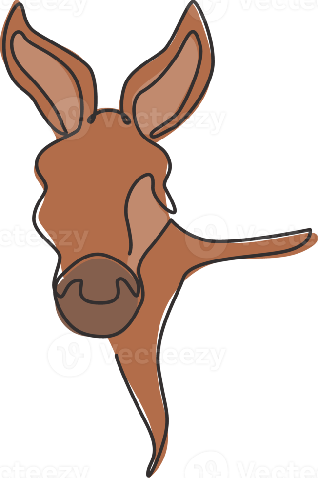 Eine einzige Strichzeichnung eines süßen Eselskopfes für die Identität des Farmlogos. kleines Pferdemaskottchenkonzept für nationale Zooikone. moderne durchgehende Linie zeichnen Design-Vektor-Illustration png