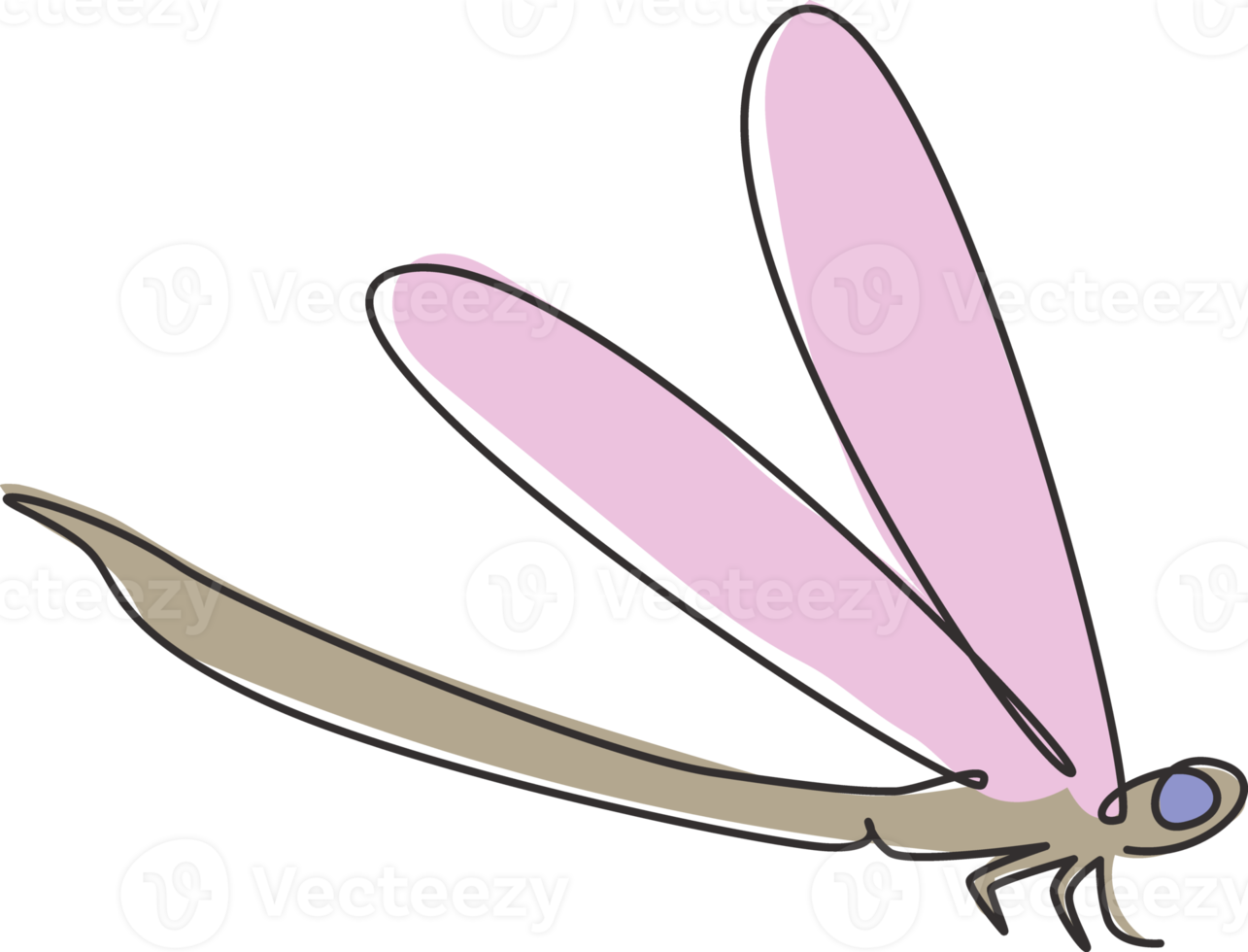 un dibujo de una sola línea de una linda libélula para la identidad del logotipo de la empresa. concepto de mascota animal odonata para el icono del club de amantes de los insectos. Ilustración de vector de diseño de dibujo de línea continua moderna png