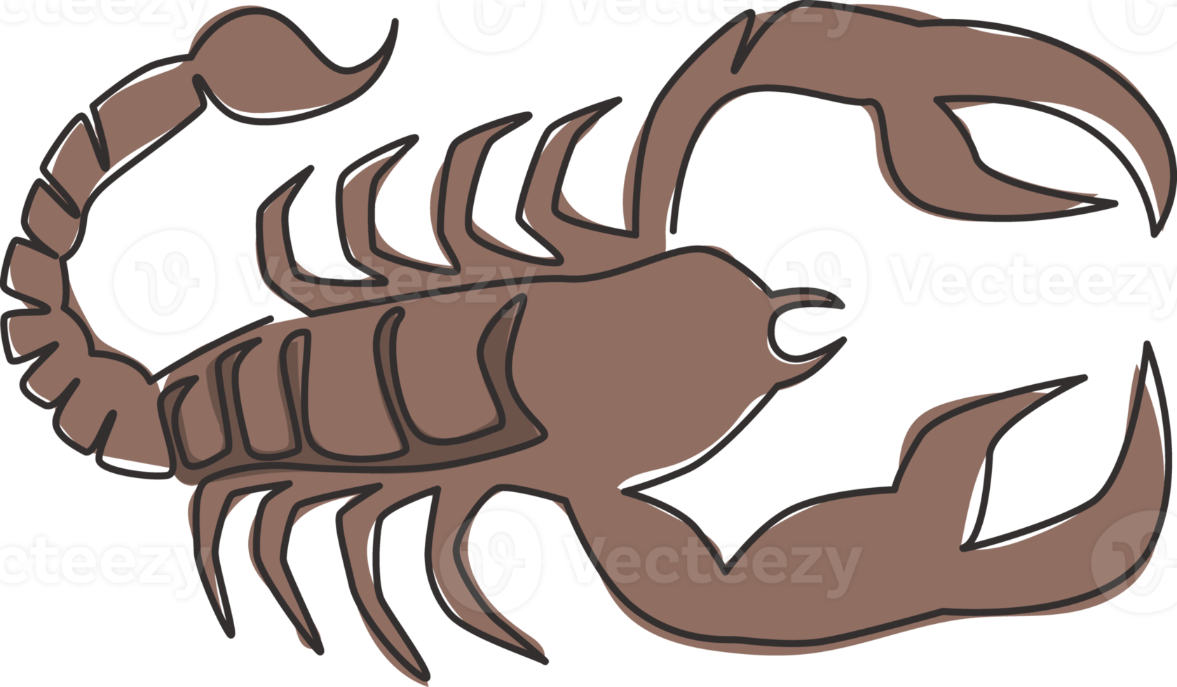 enda kontinuerlig linjeteckning av dödlig skorpion för företagets logotypidentitet. dödlig leddjur maskot koncept för kampsport klubbikon. en rad rita grafisk design vektorillustration png