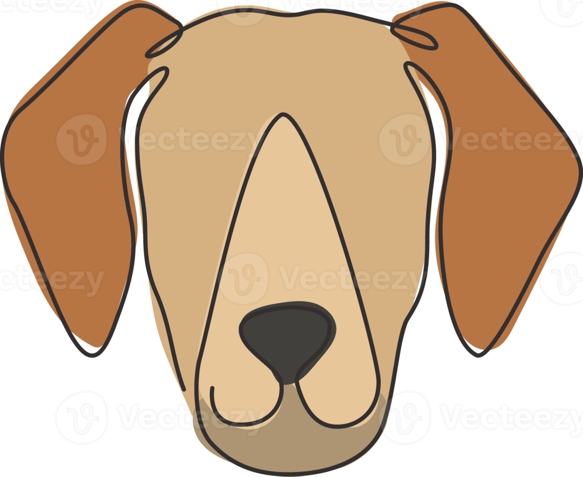 dibujo de línea continua única de una linda cabeza de perro labrador retriever para la identidad del logotipo. concepto de mascota de perro de raza pura para el icono de mascota amigable con el pedigrí. Ilustración de vector de diseño de dibujo de una línea moderna png