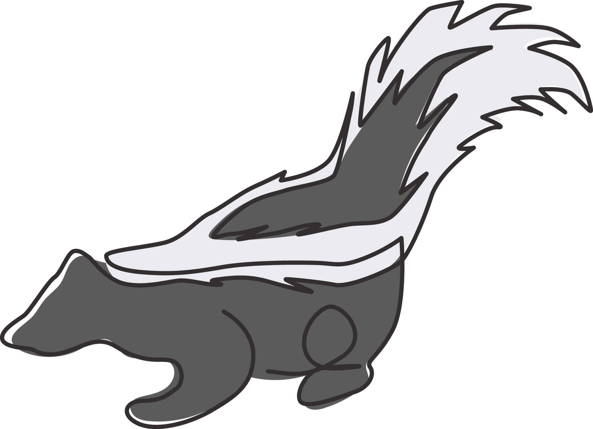 One continuous line drawing of cute striped skunk for logo identity