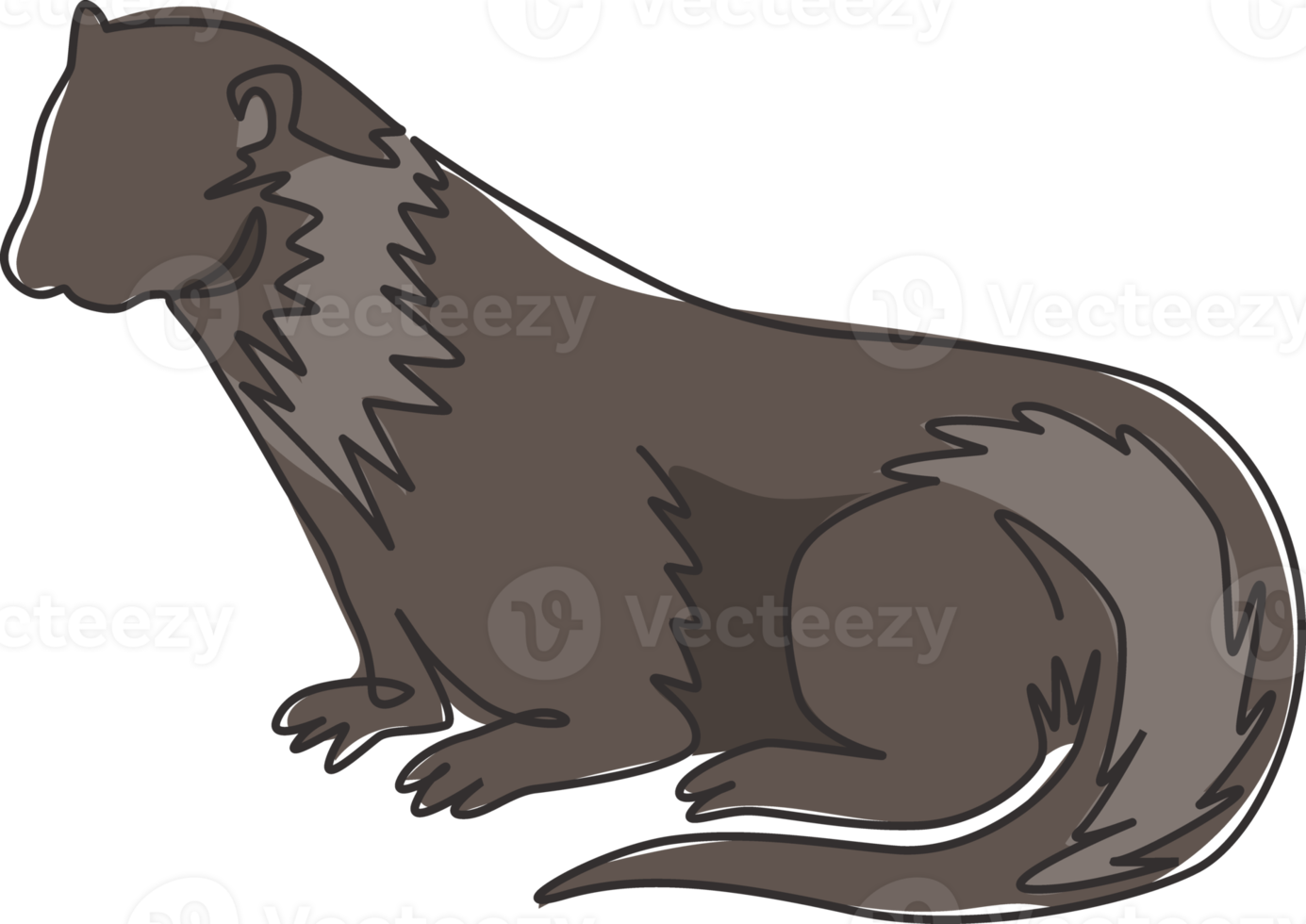 One single line drawing of adorable otter for company logo identity. Rodent river animal mascot concept for national zoo icon. Modern continuous line draw design graphic vector illustration png