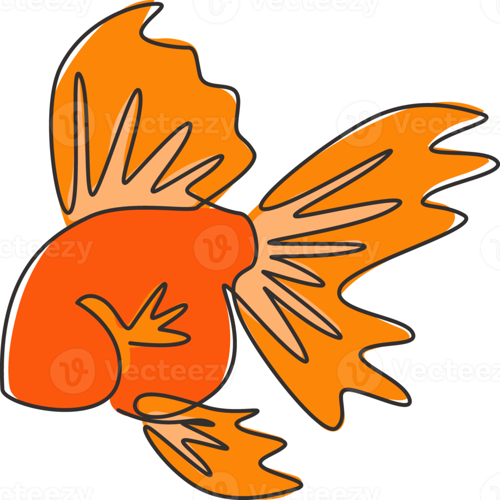 un disegno a tratteggio di adorabili pesci rossi per l'identità del logo aziendale. concetto di mascotte di pesce domestico per l'icona dell'animale domestico acquatico. illustrazione vettoriale grafica di disegno di disegno di linea continua moderna png