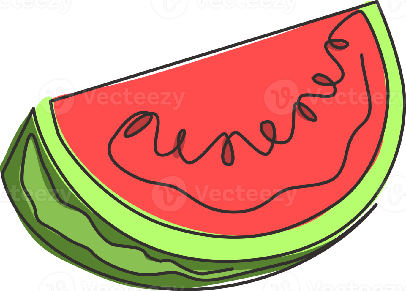 um desenho de linha contínua de melancia orgânica saudável fatiada para a identidade do logotipo do pomar. conceito de fruta fresca para ícone de jardim de frutas. ilustração em vetor gráfico moderno desenho de linha única png