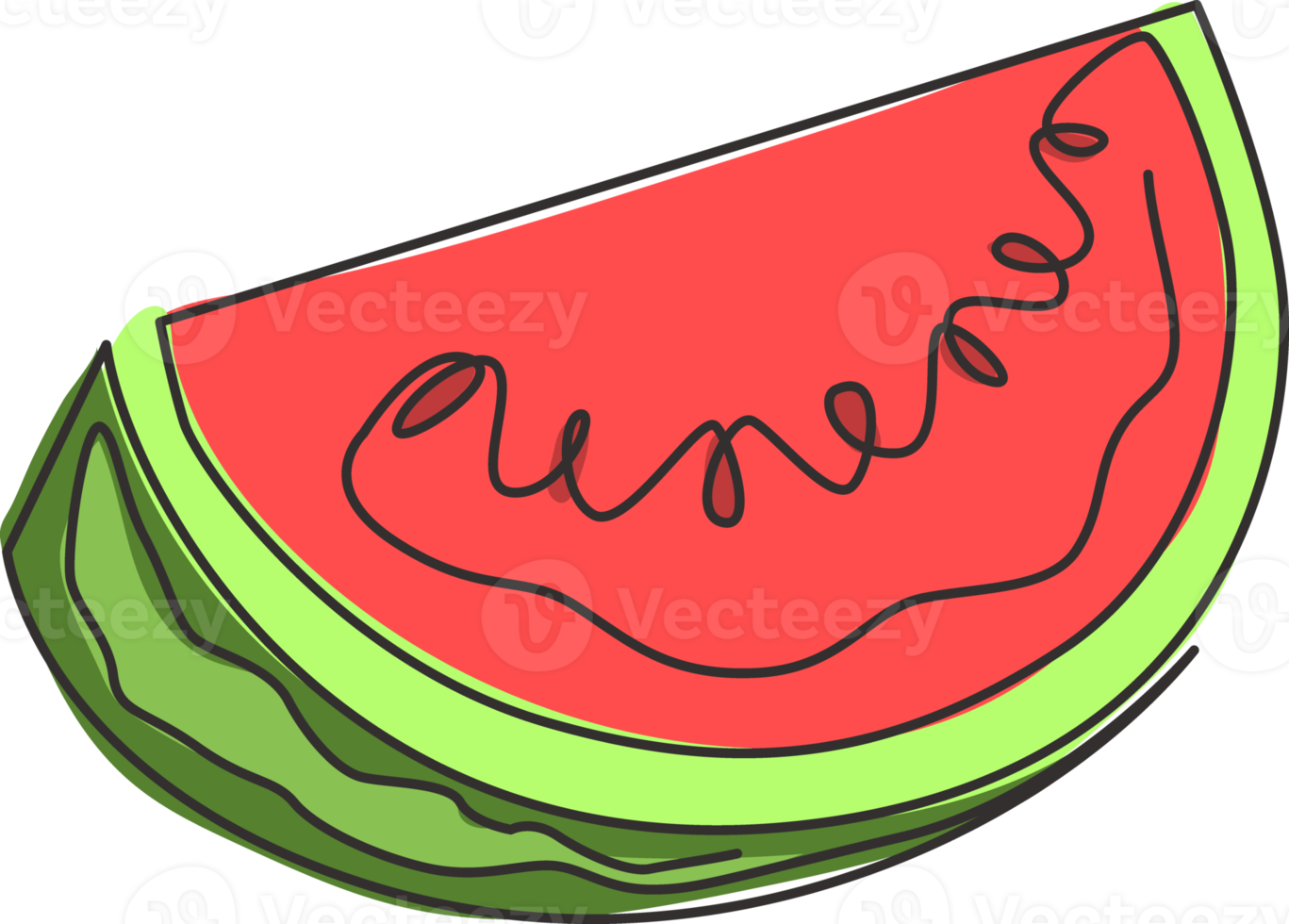 un dessin au trait continu de pastèque biologique saine en tranches pour l'identité du logo du verger. concept de fruits frais pour l'icône de jardin fruitier. Illustration vectorielle graphique de conception de dessin de ligne unique moderne png