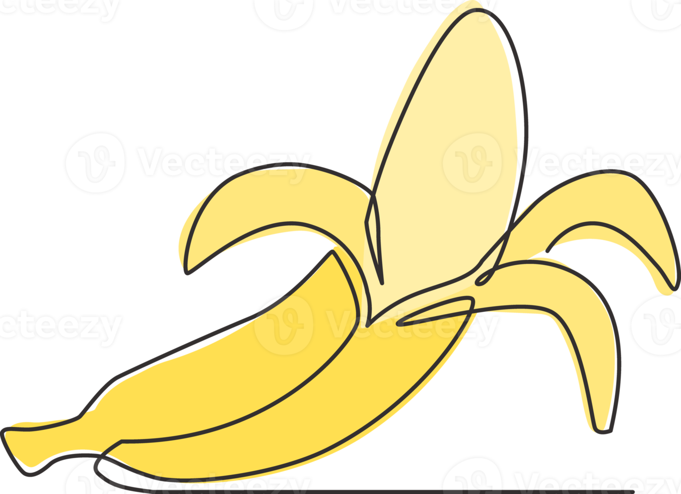 One continuous line drawing slice ripe healthy organic banana for orchard logo identity. Fresh tropical fruitage concept fruit garden icon. Modern single line draw design vector graphic illustration png