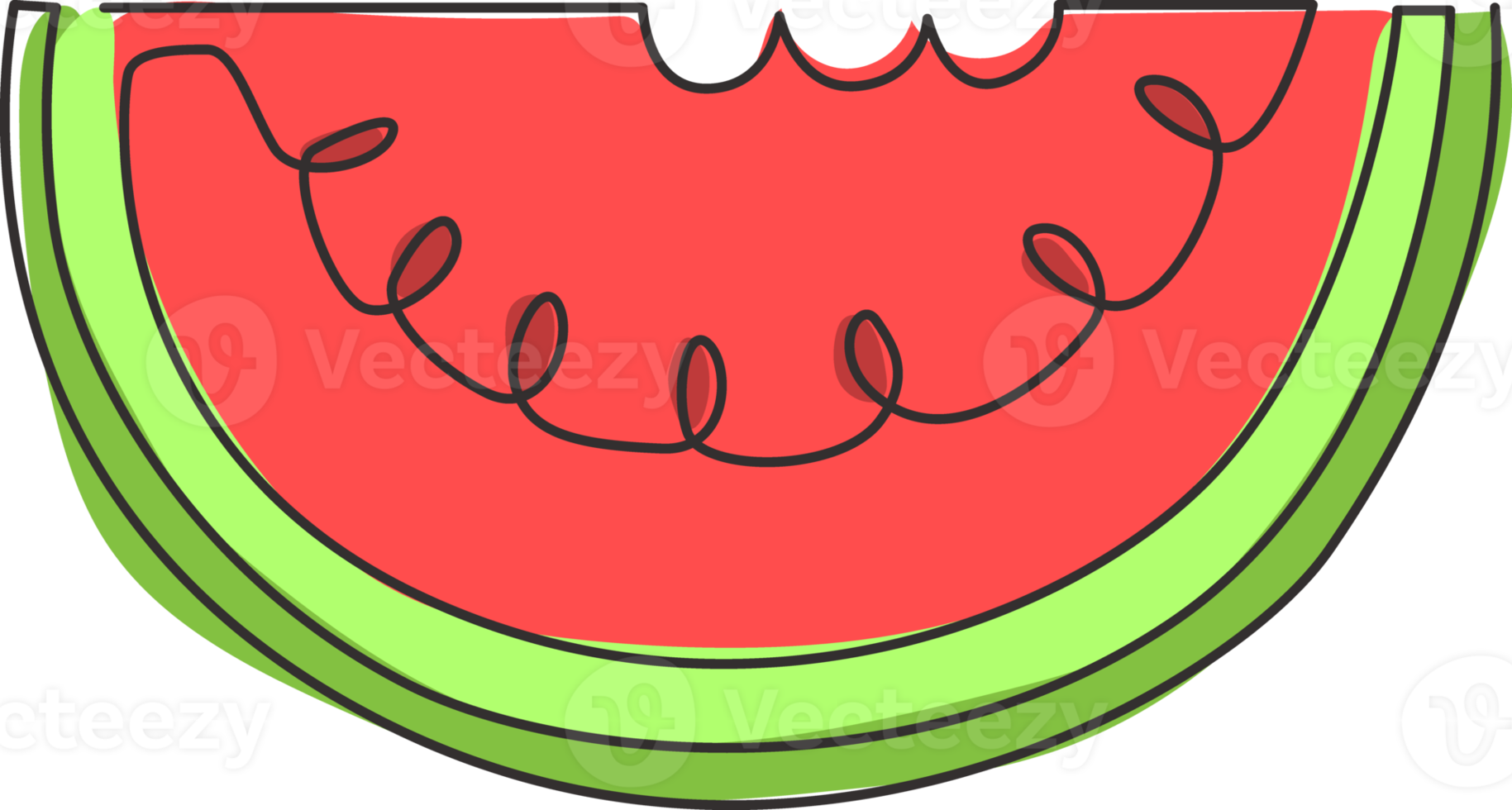One continuous line drawing of sliced healthy organic watermelon for orchard logo identity. Fresh fruitage concept for fruit garden icon. Modern single line draw design vector graphic illustration png