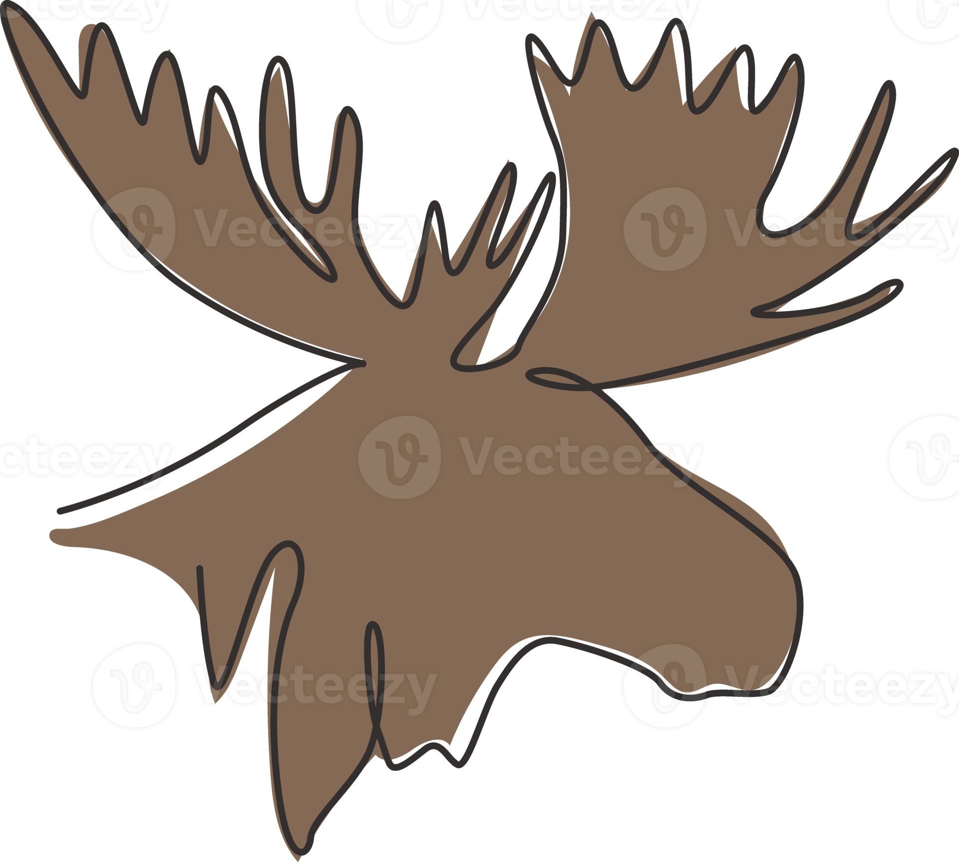 Single Continuous Line Drawing Of Sturdy Moose Head For Logo Identity Single Continuous Line Drawing Of Sturdy Moose Head For Logo Identity Buck Animal Mascot Concept For National Zoo Icon One Line Draw Graphic Design Vector Illustration Png