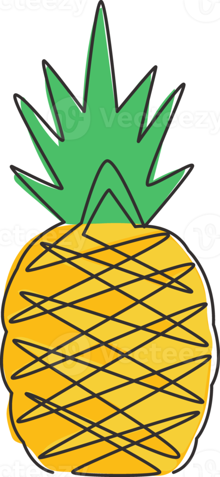 dibujo de una sola línea de orgánico saludable para la identidad del logotipo de huerto. concepto de fruitage de verano fresco para el icono de jardín de frutas. Ilustración de vector de diseño gráfico de dibujo de línea continua moderna png