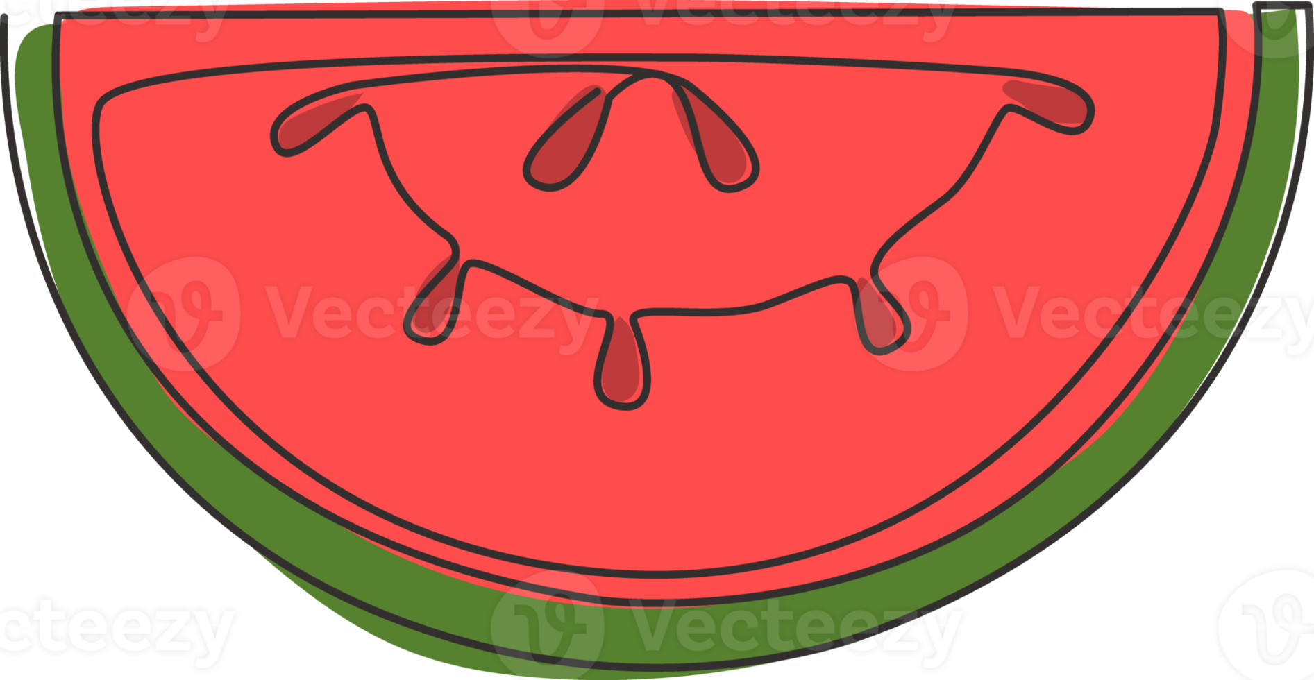 Single continuous line drawing of sliced healthy organic watermelon for orchard logo identity. Fresh fruitage concept for fruit garden icon. Modern one line draw graphic design vector illustration png