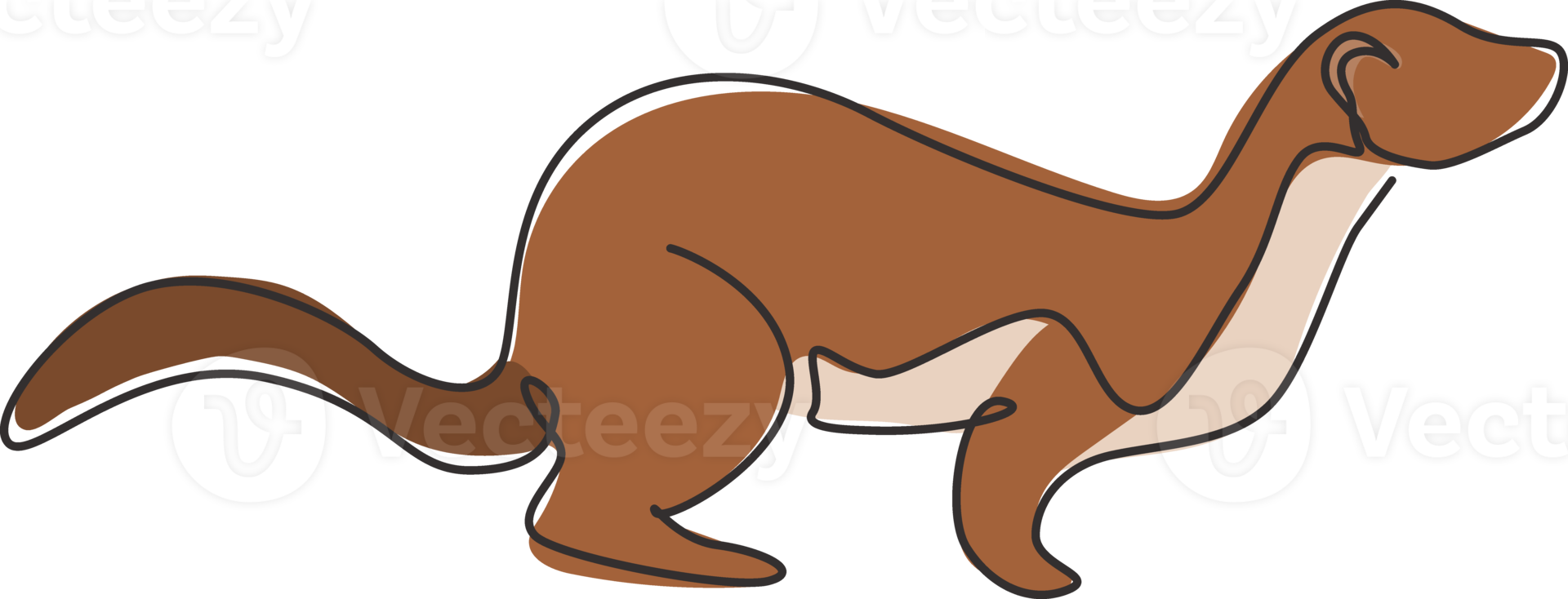 One continuous line drawing of funny weasel for company logo identity. Mustelidae animal mascot concept for national conservation icon. Modern single line draw design vector graphic illustration png