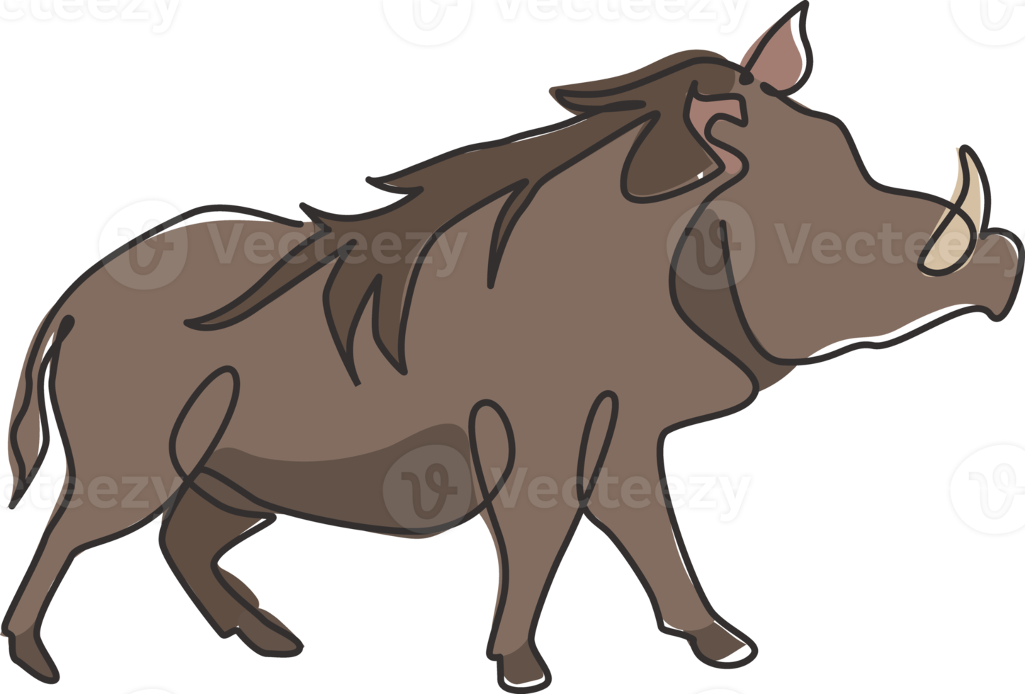 Single continuous line drawing of wild common warthog for company logo identity. Saharan Africa pig mascot concept for national conservation park icon. Modern one line draw design vector illustration png