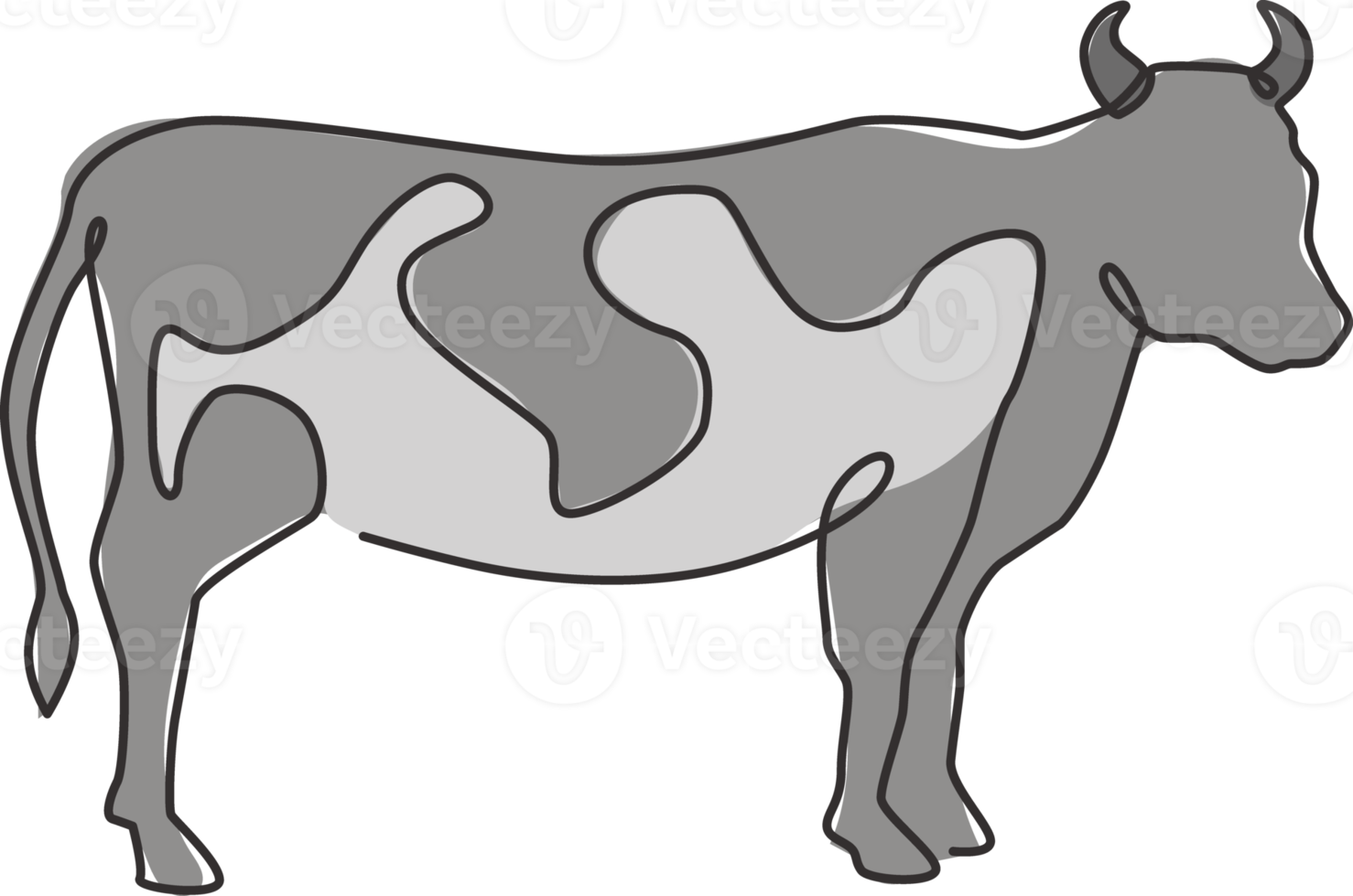 un dibujo de una sola línea de vaca gorda para la identidad del logotipo de cría. concepto de mascota animal mamífero para icono de ganado. Ilustración de vector gráfico de diseño de dibujo de línea continua png