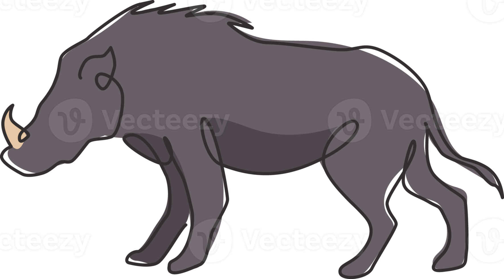 One continuous line drawing of savage common warthog for company logo identity. African savanna pig mascot concept for national safari park icon. Modern single line draw design vector illustration png