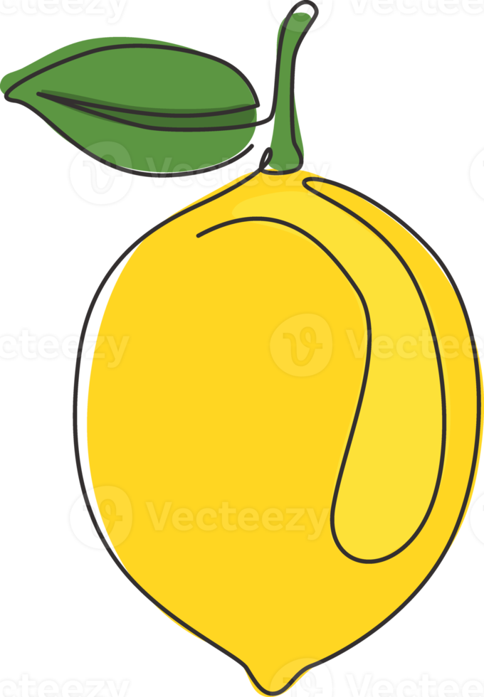 un unico disegno a tratteggio di un intero limone biologico sano per l'identità del logo del frutteto. concetto di frutta fresca di limonata per l'icona del giardino di frutta. illustrazione vettoriale grafica di disegno di disegno di linea continua moderna png