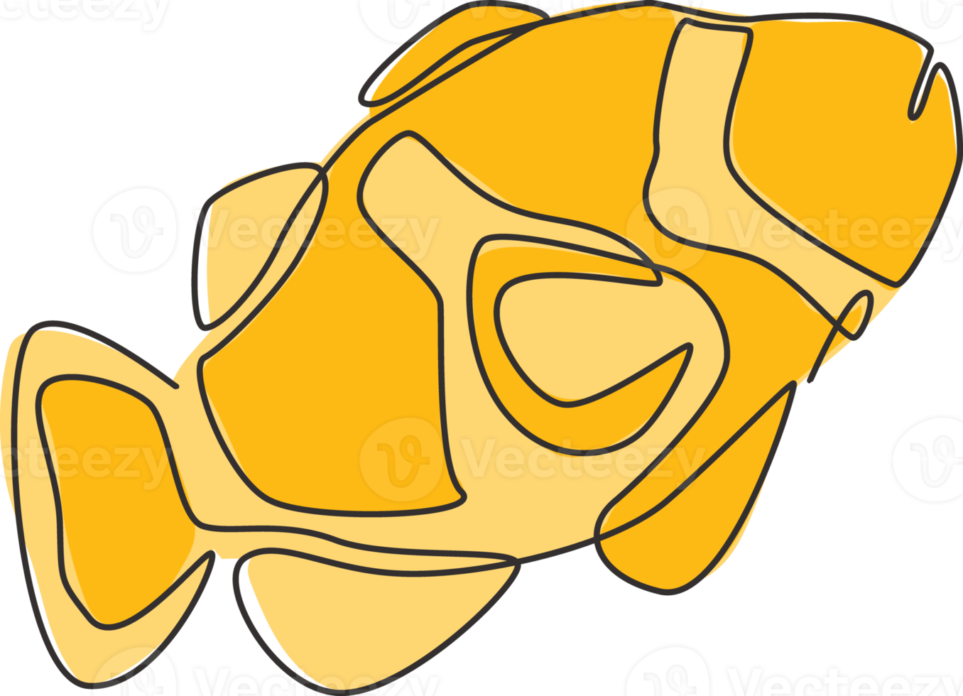 enda kontinuerlig linjeteckning av skönhetsclownfiskar för akvatisk logotypidentitet. vacker anemonfisk maskot koncept för under vatten visa ikon. en rad rita design grafisk vektorillustration png