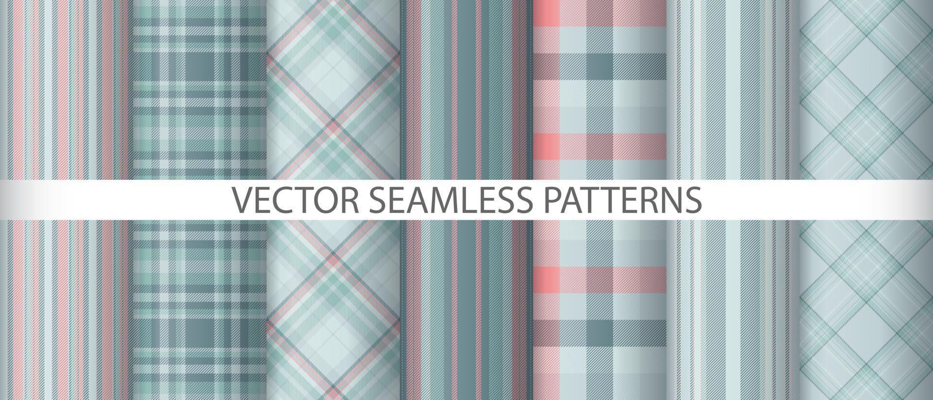 Set tartan plaid check. Texture seamless pattern. Textile background fabric vector. vector