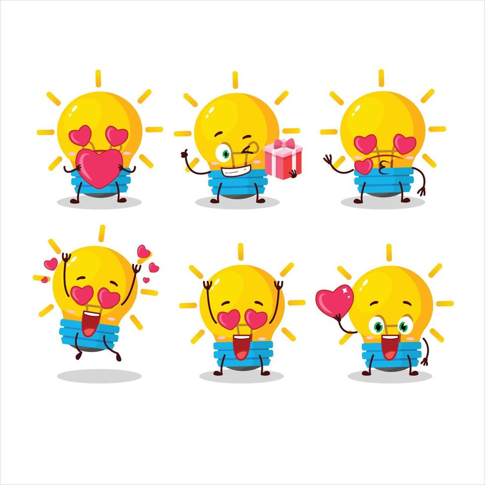 Lamp ideas cartoon character with love cute emoticon vector