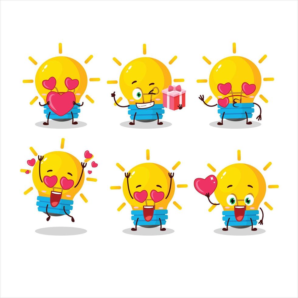 lámpara ideas dibujos animados personaje con amor linda emoticon vector