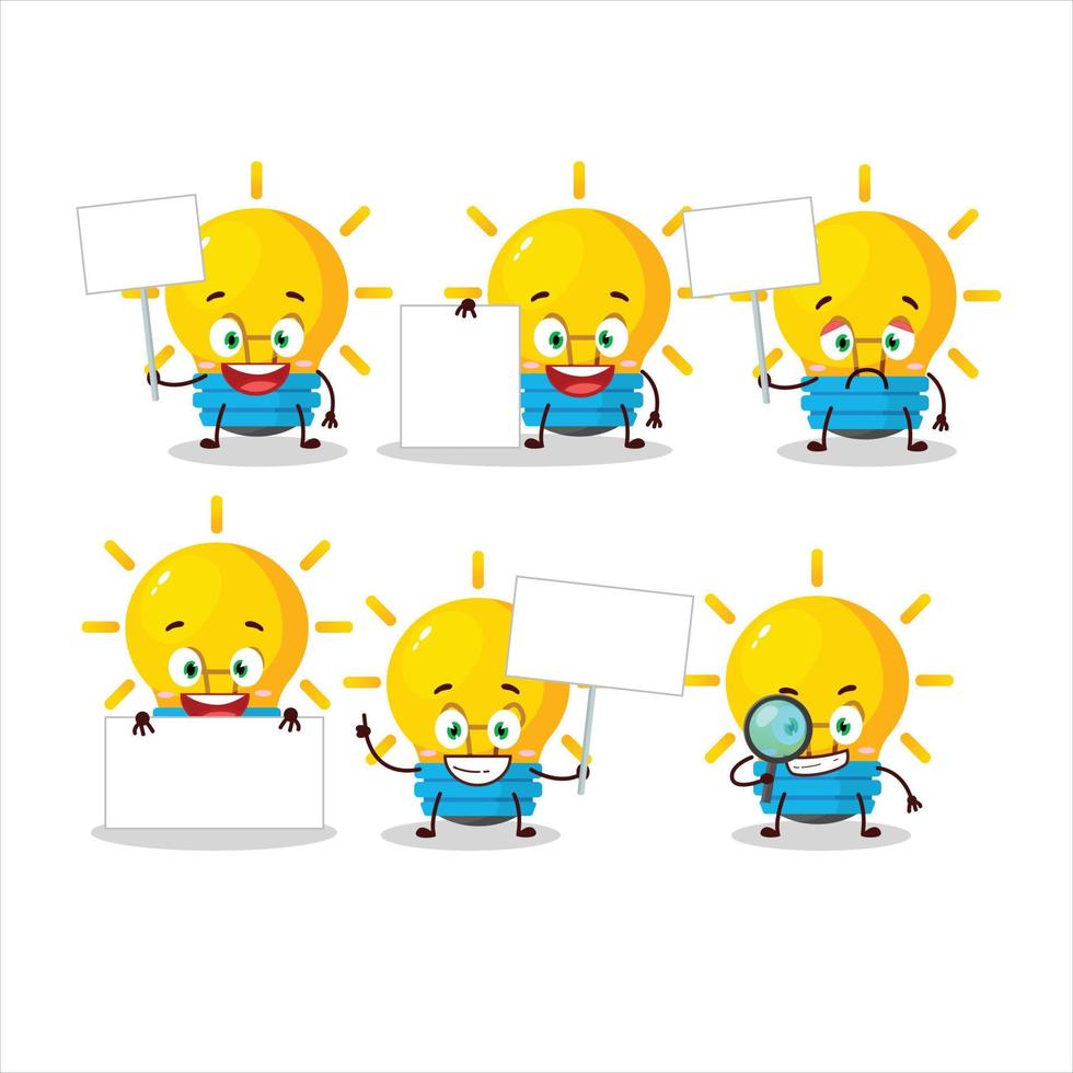 Lamp ideas cartoon character bring information board vector