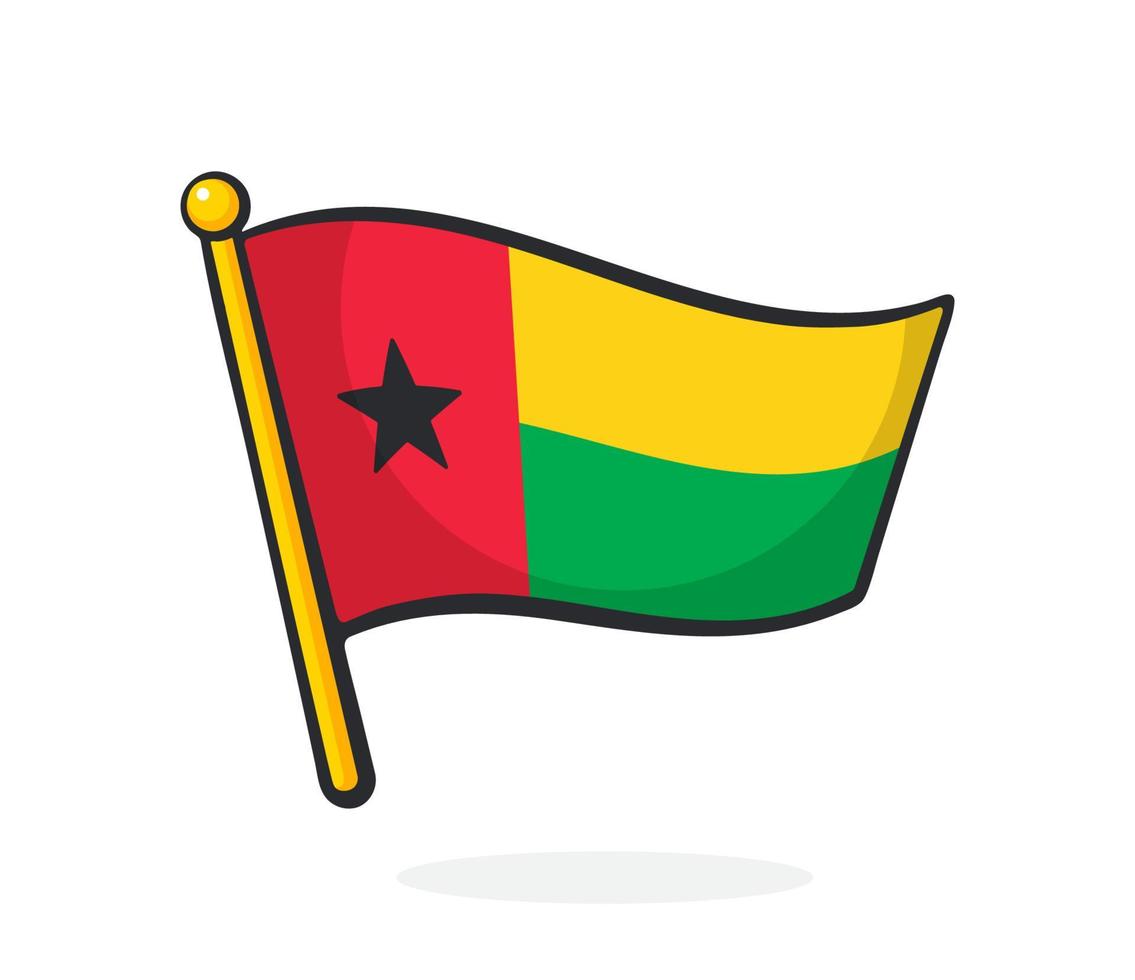 Cartoon illustration of flag of Guinea-Bissau vector