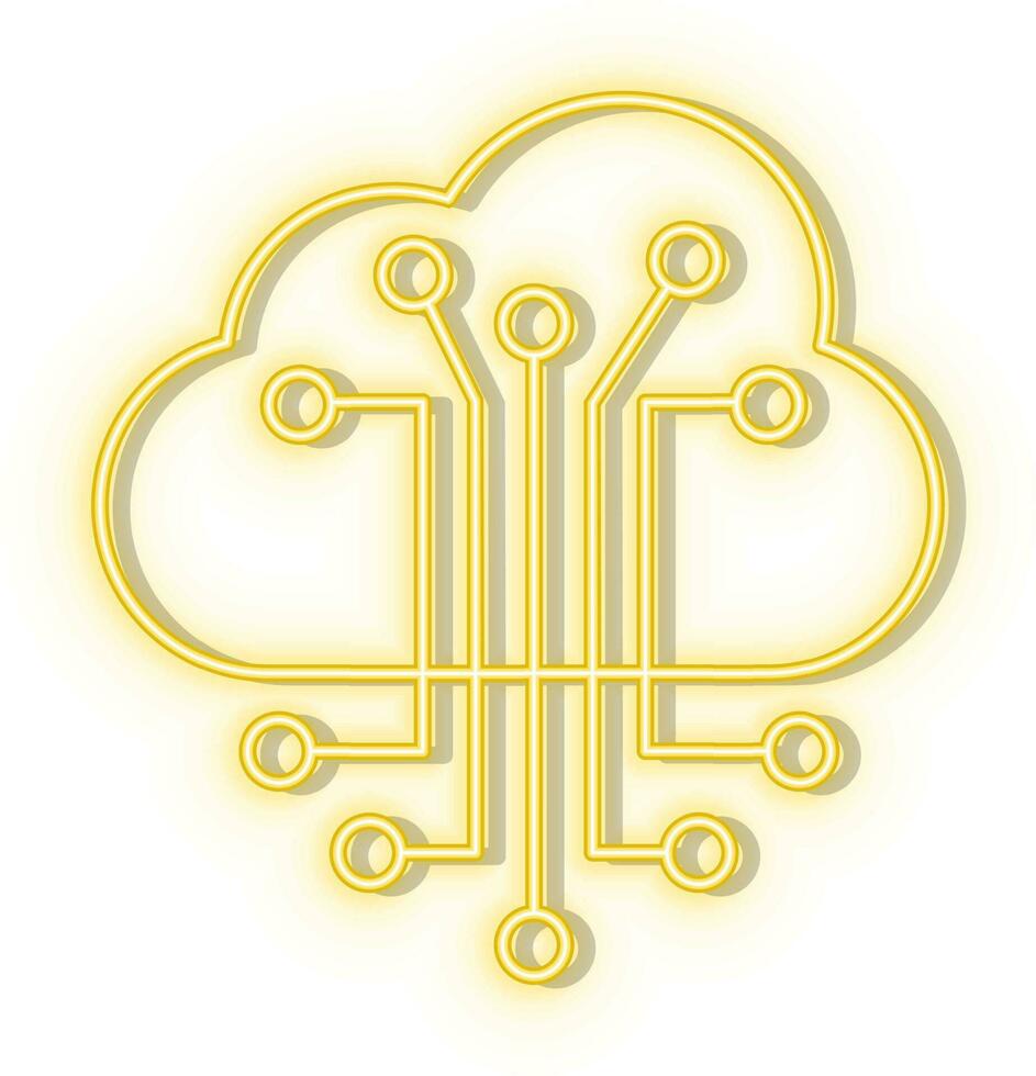 Retro style yellow neon vector icon robot, car yellow neon icon.