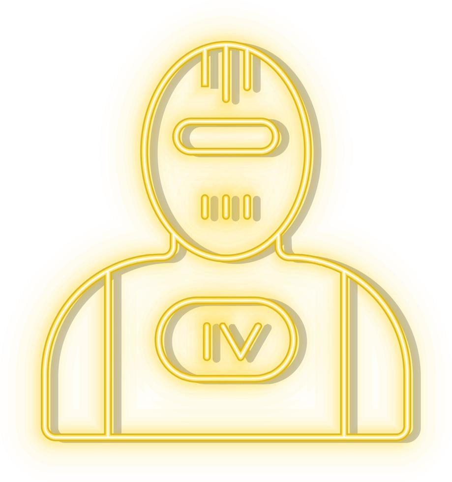 Retro style yellow neon vector icon VR, hat yellow neon icon.
