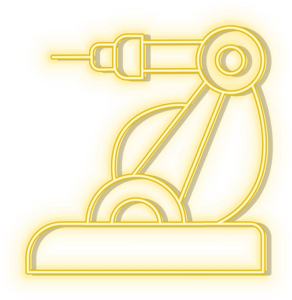 retro estilo amarillo neón vector icono mano, robótico, brazo amarillo neón icono.