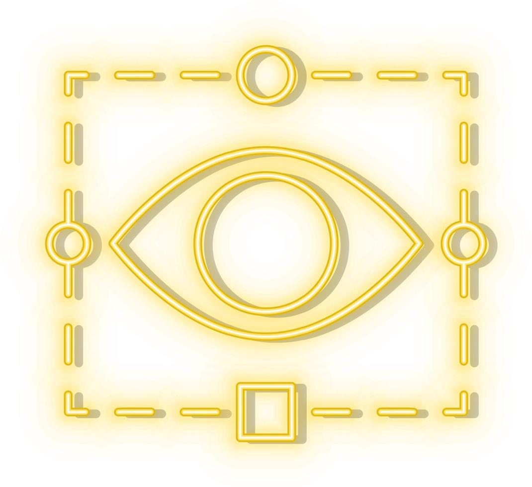 Retro style yellow neon vector icon mechanism, robot, man yellow neon icon.