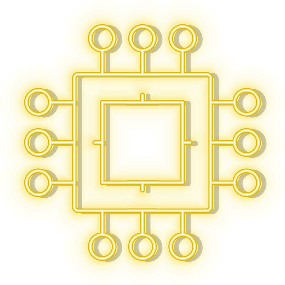 Retro style yellow neon vector icon drive, internal, intelligence, brain, chip yellow neon icon.