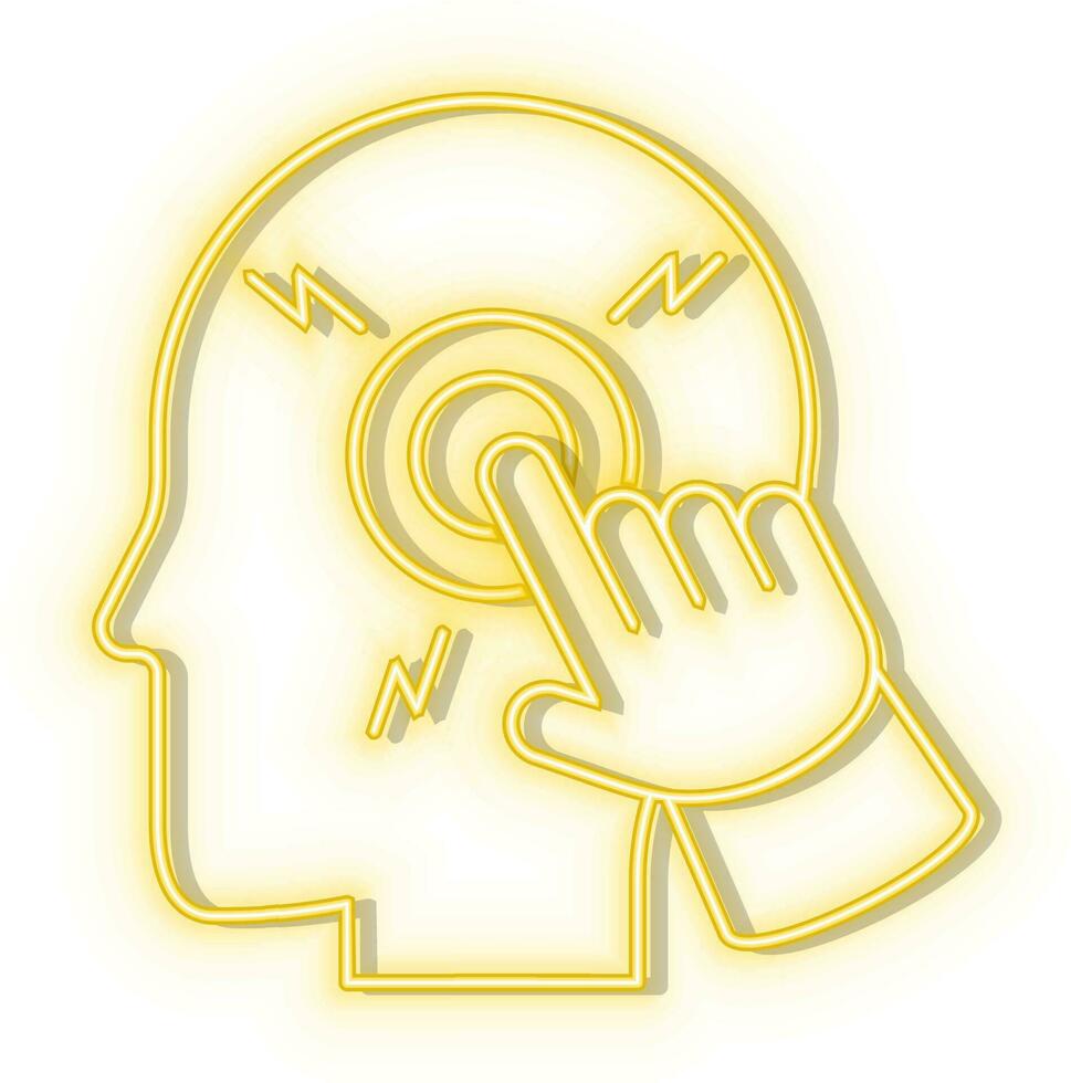 Retro style yellow neon vector icon hand, robotic, arm yellow neon icon.