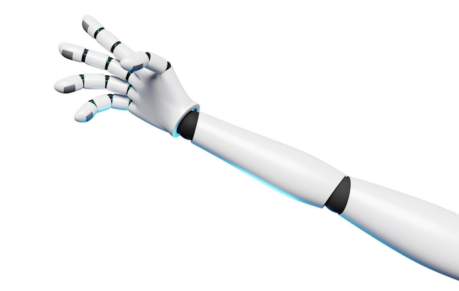 Artificial intelligence concept. Robot hand 3d render, Tech, connection between life and machine. photo
