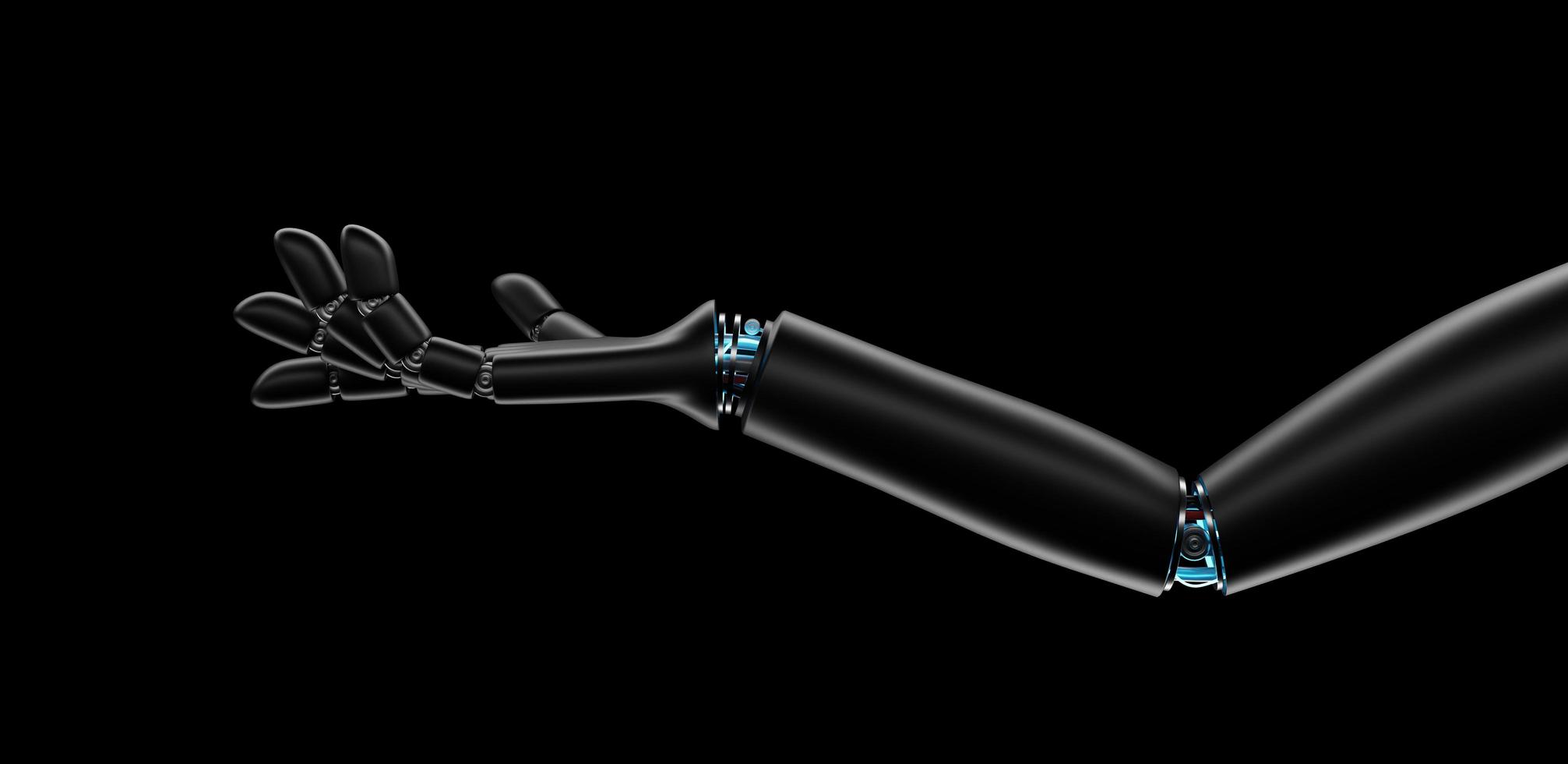 Artificial intelligence concept. Robot hand 3d render, Tech, connection between life and machine. photo