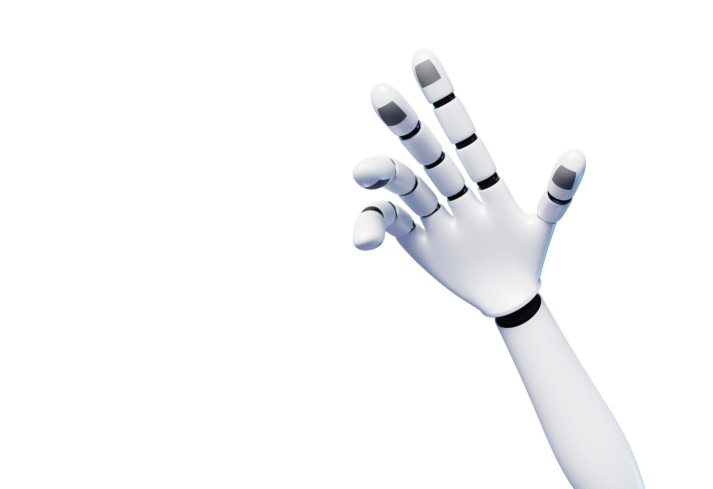 Artificial intelligence concept. Robot hand 3d render, Tech, connection between life and machine. photo