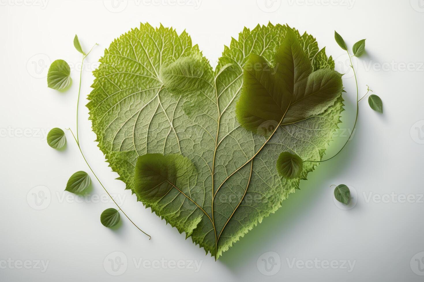 Leaves in forming a heart shape, World environment day and Earth day background. photo
