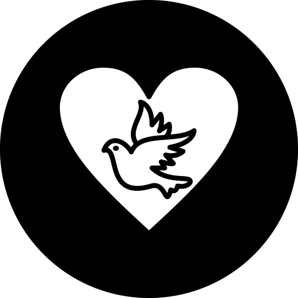 paloma con corazón vector icono estilo