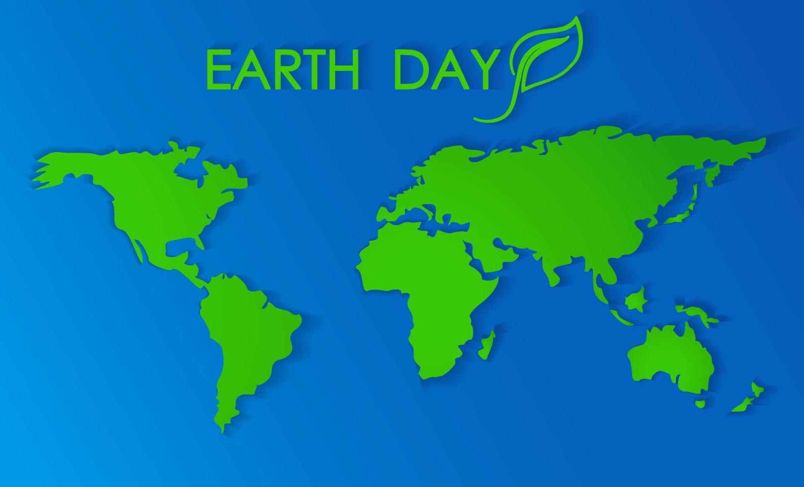Abstract map of the world, green continents in the blue ocean. The concept of the day of the earth and love for the planet. Love our planet vector
