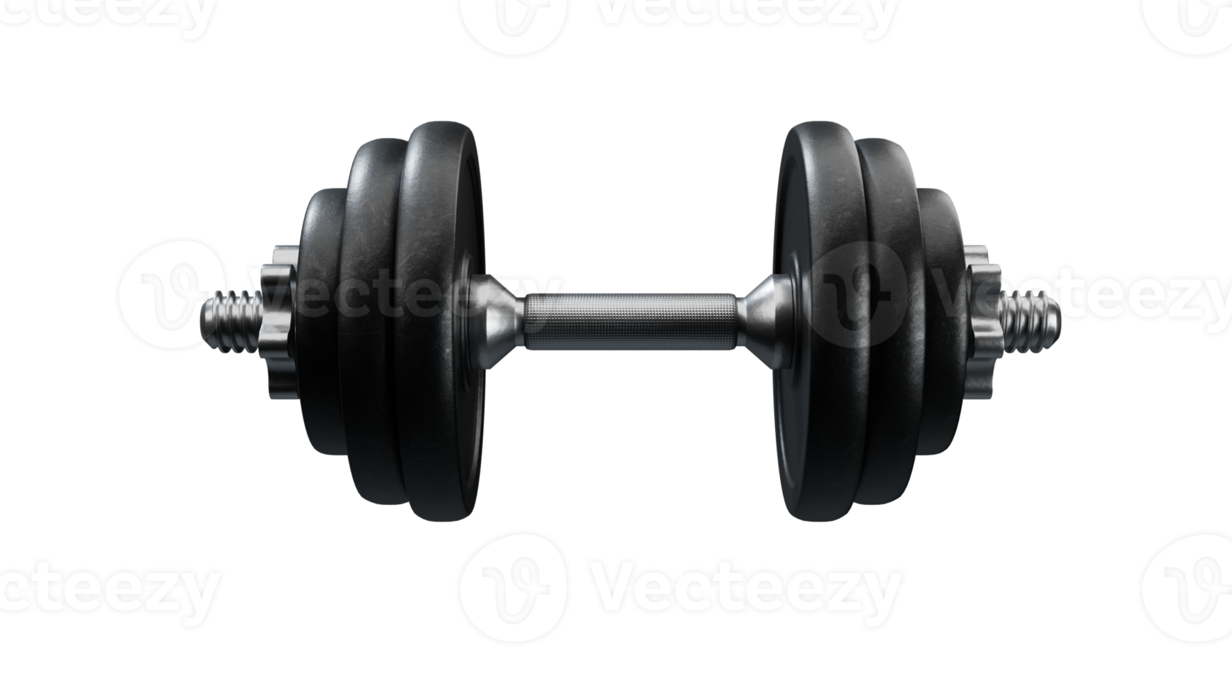 Black rubber dumbbells with perforated handle png