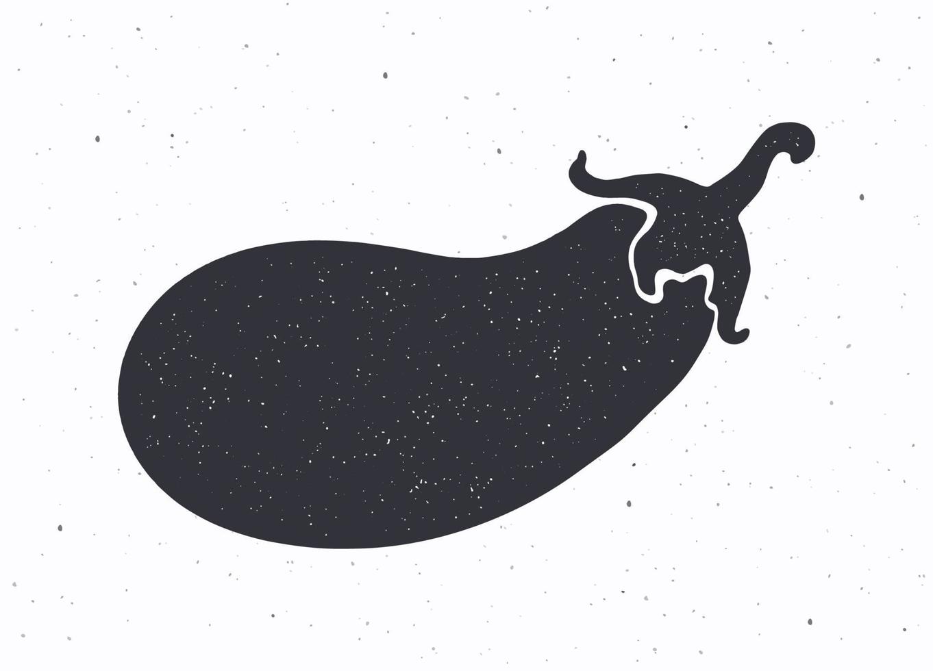 Silhouette of eggplant with a stem. Vector illustration. Ingredient for vegetable salad. Healthy vegetarian food
