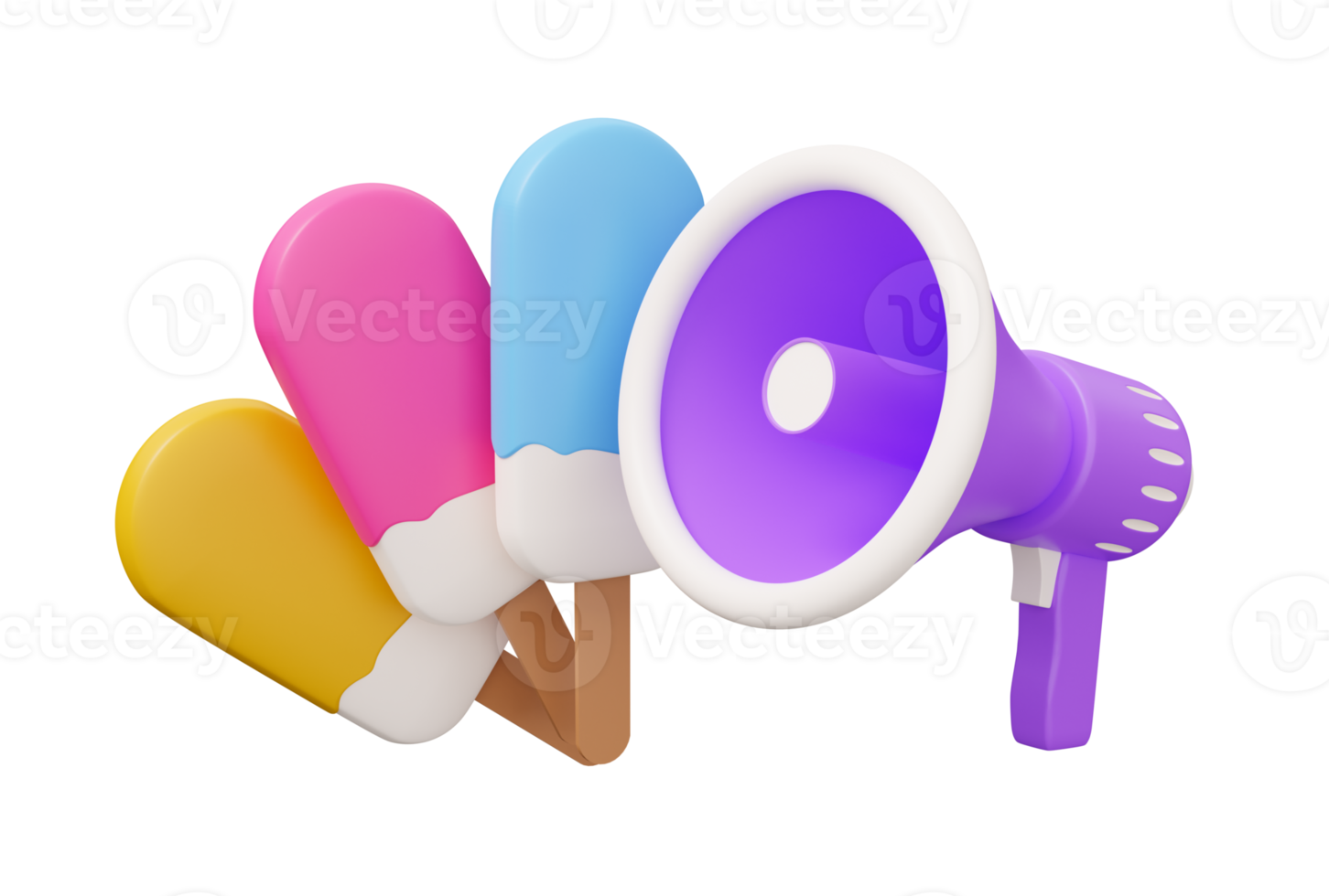 gelo creme megafone 3d png