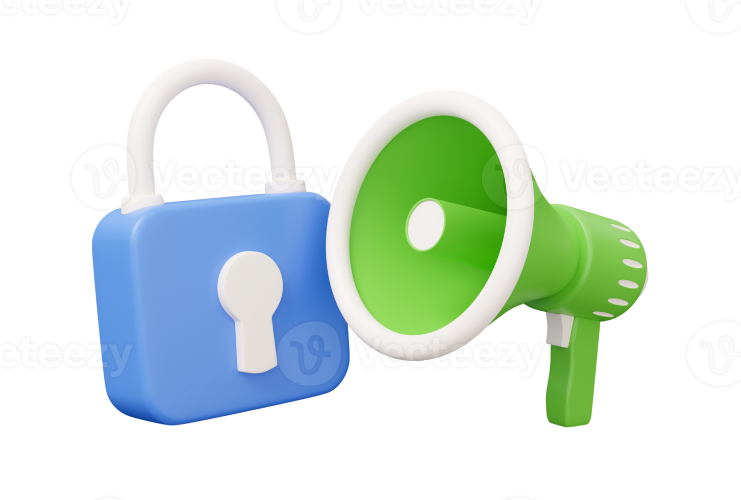 padlock megaphone speaker 3d png