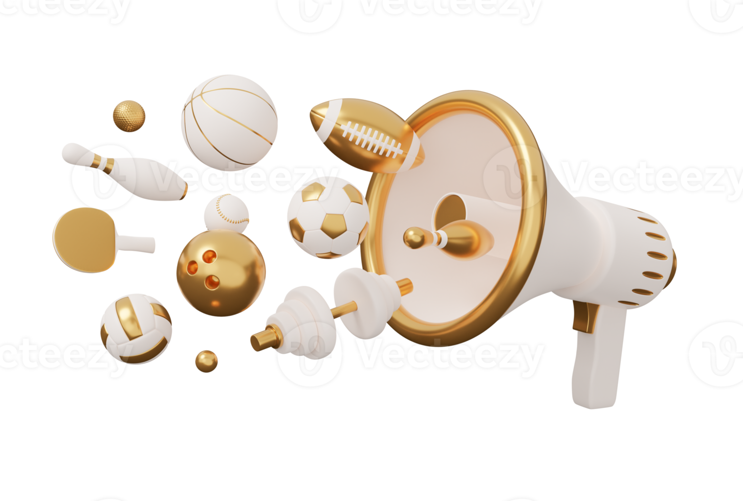 sport equipment megaphone gold 3d png