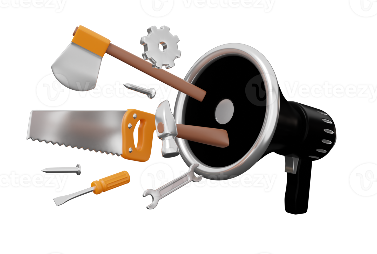 construction tools megaphone 3d png